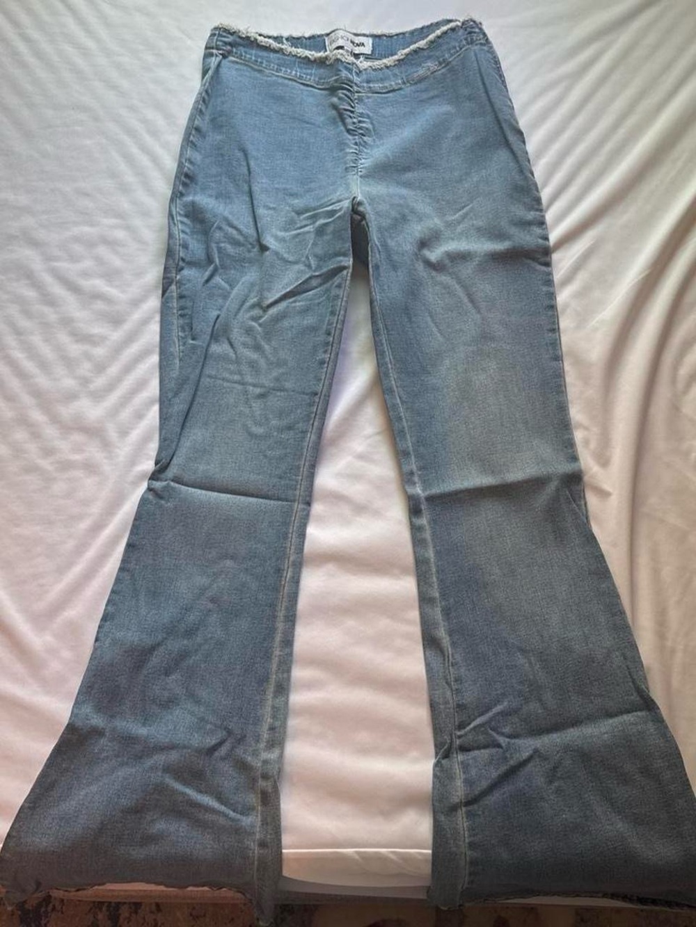 Fashion Nova Light Blue High-Rise Flared Jeans